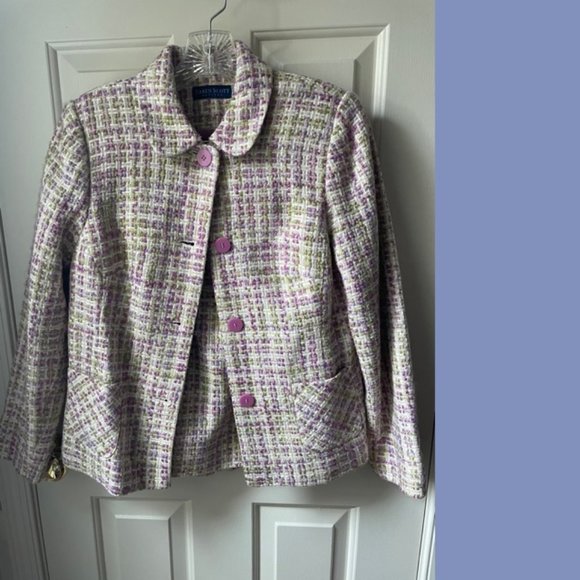 Karen Scott Purple & Green Tweed Suit - Picture 1 of 13